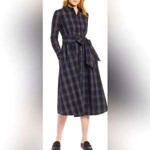 1901 Plaid Midi Shirtdress, Size 4, NWT
